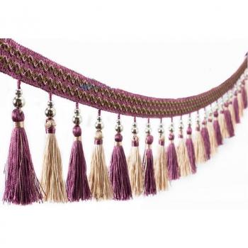 Cinta decorativa de encaje con flecos y cuentas, 6CM de ancho