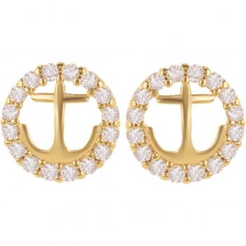 White Gold Plated Marine Anchor Earrings 10 mm