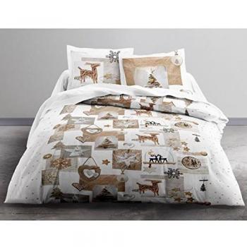 Housse de Couette 220x240 + 2 Taies d’Oreiller 100% Coton