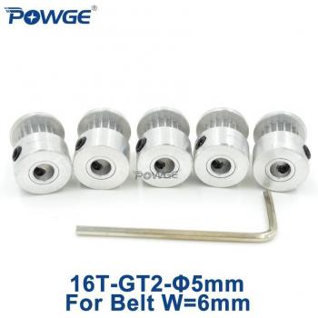 Polea 2GT 16 dientes 5 piezas diámetro 5mm ancho 6mm