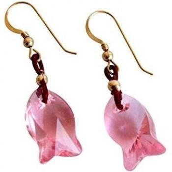 SwarovskiLight Rose Fisch–Ohrringe – 2 cm, Damen, vergoldete Eleganz