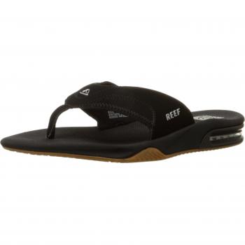 Reef Men's Fanning Sandals, Black (Silver Accents)