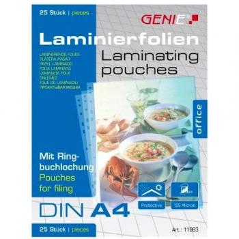 Genie A4 Laminierfolien 125 Mikron mit Ringbuchlochung