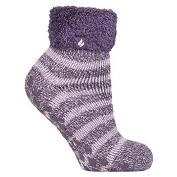 Wärmende Komfortschnürung – Damen‑Rutschfeste Thermo‑Low Cut Hausschuhe Socken Lila EU 37‑39,5