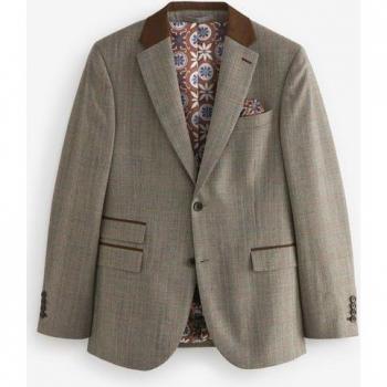 Next Wolle Anzugsakko Slim Fit Braun