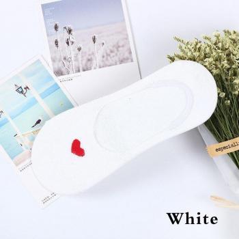 Women’s Non-Slip Cotton Boat Socks with Love Heart Print