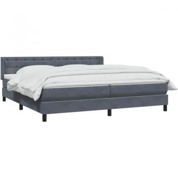 Cama Box Spring Premium 180x220 cm, Colchón Terciopelo Gris – Vidaxl