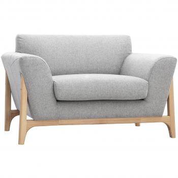 Sillón Texturizado Miliboo Gris Claro y Fresno – Modelo ASAKO