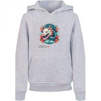 F4NT4STIC Hoodie Drache mit Blumen für Mädchen, Größe 110/116, Heather Grey