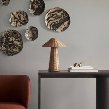Lampada da tavolo Dou, rattan e ferro, altezza 40 cm