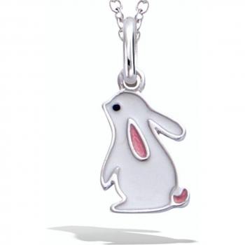 Pendentif 'Lapin Blanc' Roze Wit Rhodium