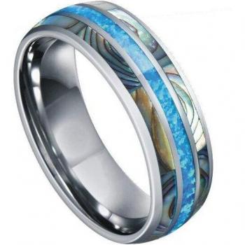 Men's 8mm Abalone Shell Wedding Ring