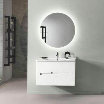 Sospeso 80 cm: Mobile Bagno con 2 Cassetti Larice Bianco