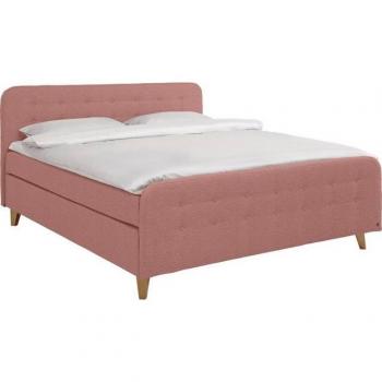 TOM TAILOR HOME Boxspring NORDIC BOX 140x200 cm – Buchenfuß, rosa TBO‑Matratze