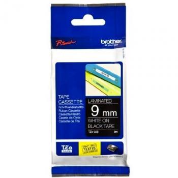 Brother P-Touch TZ325 laminiert 9mm weiß auf schwarz 8m