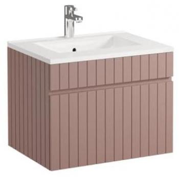 Meuble de salle de bain moderne rose avec vasque