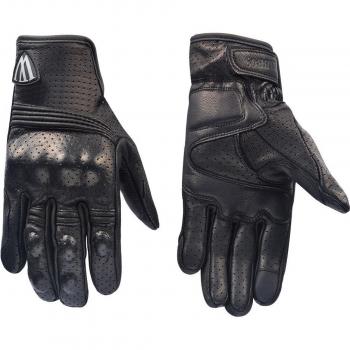 Willbros Men's Black Breathable Mesh and Leather Motorcycle Gloves