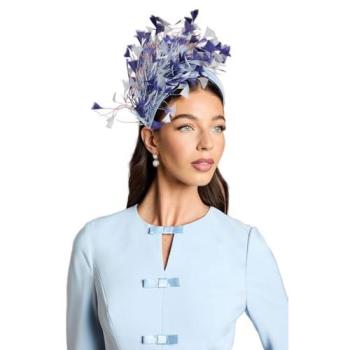 Coast Feathered Lady Fascinator – Lisa Tan Slate Blue Edition