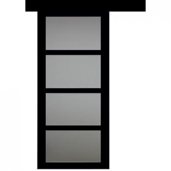 Puerta corredera negra Telia, ancho 73 cm, con riel de aluminio y doble concha