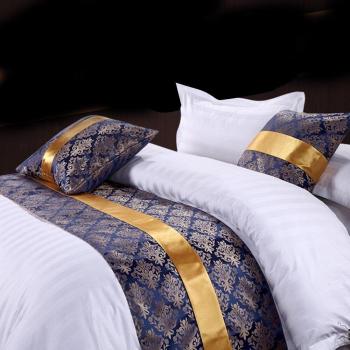 Écharpe double couche pour literie bleu et blanc