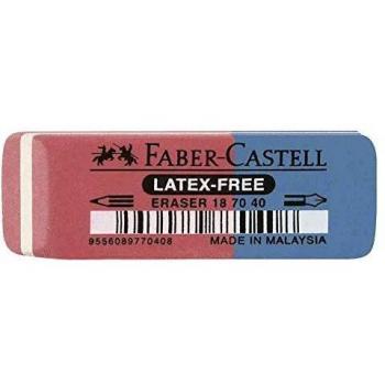 Set Of Faber-Castell Natural Erasers For Pencil And Red And Blue Ink