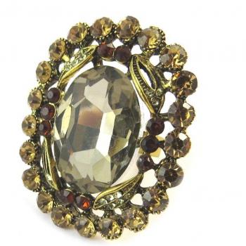 Anillo de diseño 'Sissi' con ámbar dorado