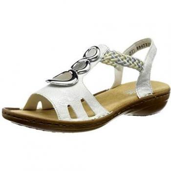 Rieker 608t8-81 Sandali a Punta Chiusa Donna, Bianco (Weiss-Silber/Beige-Silver/Fango-Silv/Altsilber/Silve 81), 39 EU