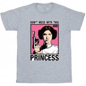 Camiseta Star Wars Mujer “Leia Don’t Mess With Princess” – Algodón, Gris