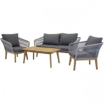 Chania Trädgårdsdesign – Akacia trä, grå alu, 4‑delars set