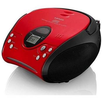 Lenco SCD-24 Reproductor CD Digital Negro, Rojo