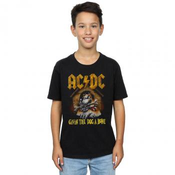 T-shirt Noir pour Enfant AC/DC Give The Dog A Bone 7-8 Ans