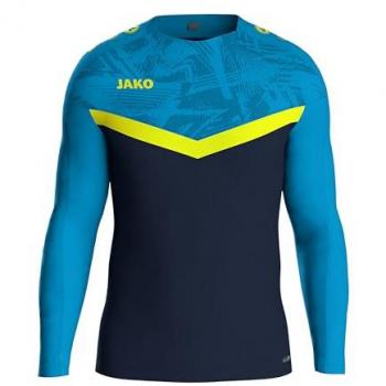 Jako Fleecepullover Kids – Sweat Iconic 8824, Marineblau, Neon­gelb, Größe 116