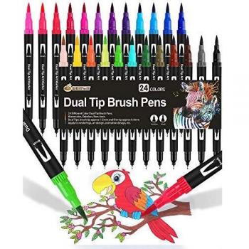 Felt Tip Brush Pens: 24-Color Set for Drawing and Colouring