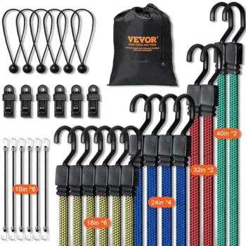 Tendeur Élastique 32x VEVOR – Sangles Robustement Récupérables
