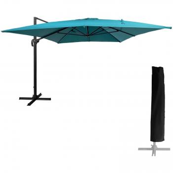 HAPPY GARDEN Freischwingender Gartenschirm Molokai 3x4 m Blau + Hülle