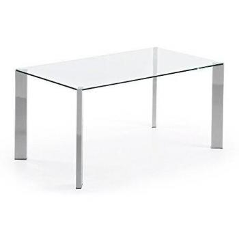 Élégance 3D : Table d’angle LF 160x90 en chrome et verre