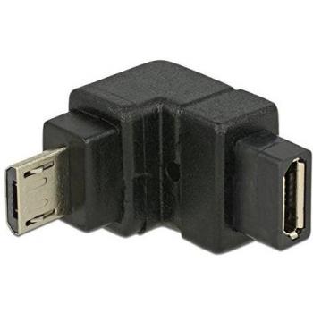 Delock Adapter USB 2.0 Micro-B Stecker > USB 2.0 Micro-B Buchse gewinkelt unten, 65668