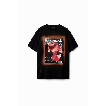 Maglietta Nero Desigual Uomo con Patch Collage XL