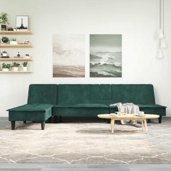 Terciopelo L Sofá-Cama Verde Oscuro Vidaxl