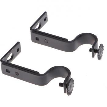 2pcs Adjustable Drapery Rod Bracket (Black, 18-22mm)