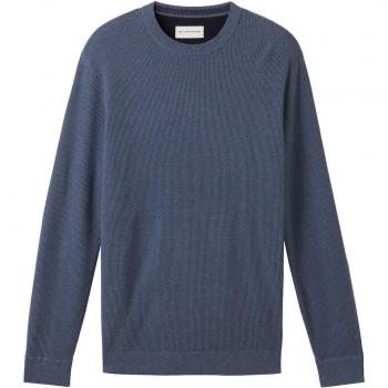 Indigo Blue Melange Structured Knit Sweater for Men – Tom Tailor L