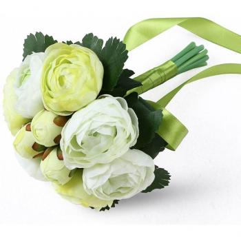 Silk Peony Wedding Bouquet with Ribbon