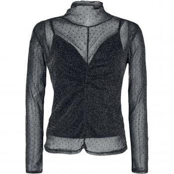 Camiseta Negra Transparente con Lunares para Mujer