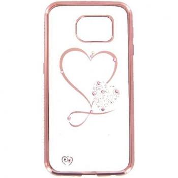 Cover TPU Cuore Brillante Oro Rosa per Samsung Galaxy S6