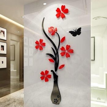 DIY 3D Flower Wall Decor Acrylic Sticker Set