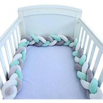 Habase 118 x 300cm Serpent Coussin Tressé Pare-chocs Velvet Lit Bébé Tour de Lit