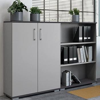 Aktenschrank PRATO-01 in grau mit graphit, Maße: 160x123x40 cm