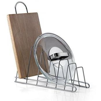 Metaltex Soporte de Bandejas/Tapas 6 Huecos CRICKET de Metaltex, Acabado Polytherm® Color Gris