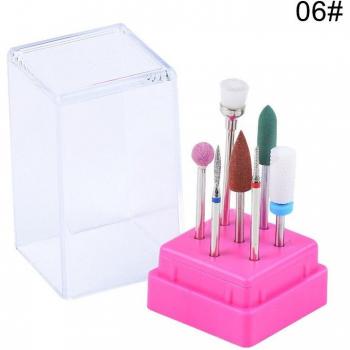6.6*3.5cm Ceramic/Tungsten Steel Nail Drill Bits Set, 7 Cone Tips for Electric Nail Drill
