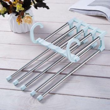 Stainless Steel 5‑Level Pants Clothes Racks with Hangers – Portable Organizer
